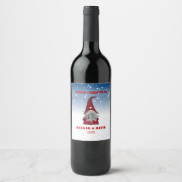Gnom in Red Kostym Vinflaska Etikett