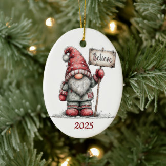Gnom Keramisk Oval Julgransprydnad Keramik