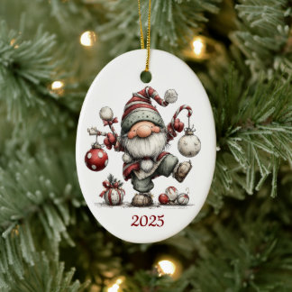 Gnom Keramisk Oval Julgransprydnad Keramik