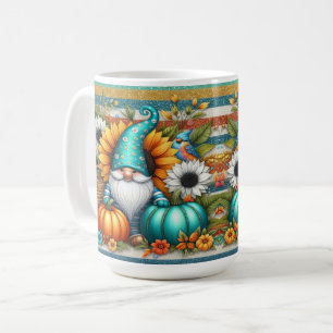 Gnom med pumpor och blommor kaffemugg