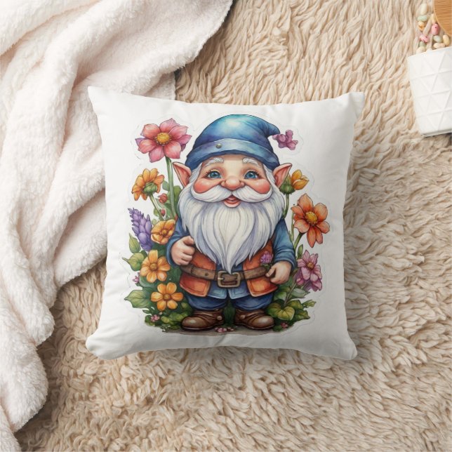 Gnom och blommor 2 kudde (Filt)