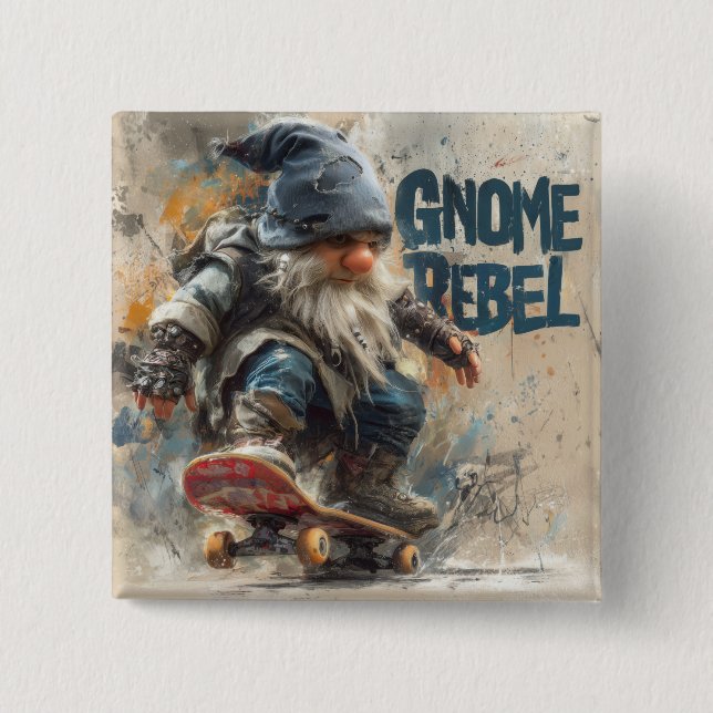 Gnom-rebell skateboard-grafikkonst knapp (Framsida)