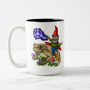 Gnom Riding Frog Två-Tonad Mugg