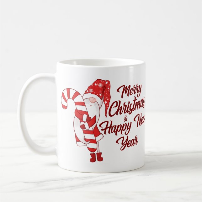 Gnom som kramar julgodis semester kaffemugg (Vänster)