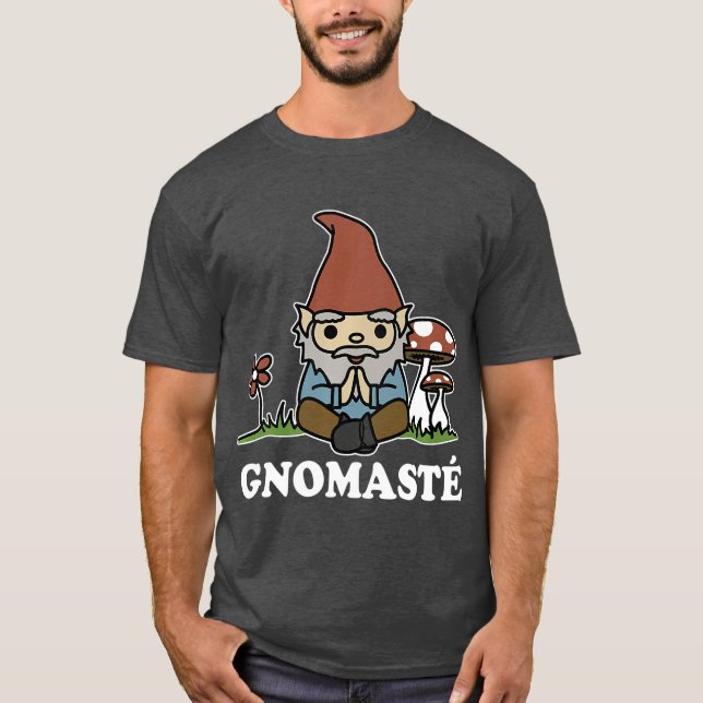 Gnomaste Meditating Gnome Funny Yoga T Shirt (Framsida)