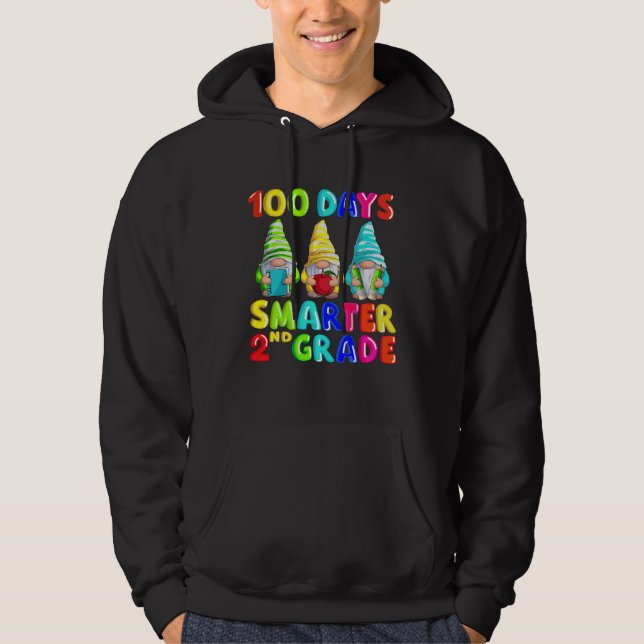 Gnome 100 days smarter 100th day Of School Second  Hoodie (Framsida)