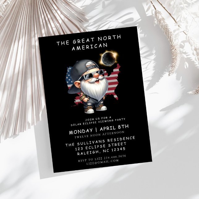 Gnome 2024 Total Solar Eclipse Party Invi Inbjudningar (Skapare uppladdad)