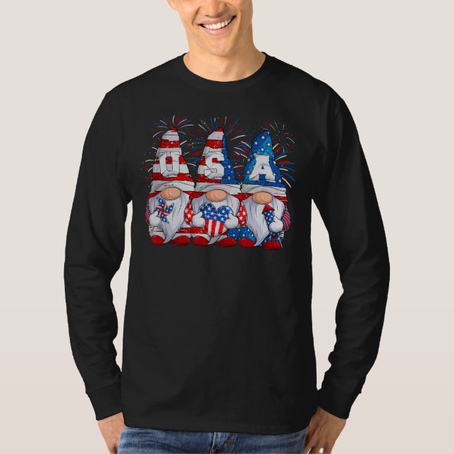 Gnome   4th Of July Gnomes Patriotic American Flag T Shirt (Framsida)