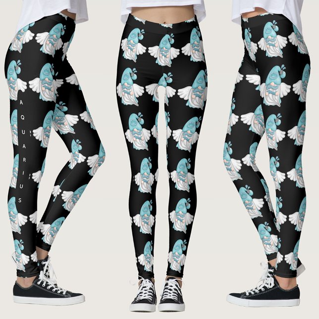 Gnome Aquarius Astrology Sign Angel Leggings (Gnome Aquarius Astrology Sign Angel Leggings)