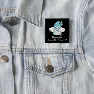 Gnome Aquarius Astrology Sign Angel Pinback Button Knapp