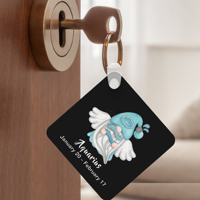 Gnome Aquarius Astrology - signalangelnyckelkedja Nyckelring (Gnome Aquarius Astrology Sign Angel Keychain)