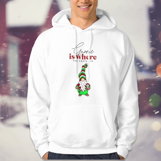 Gnome är där kaffet är | Cute-jul Hoodie (Skapare uppladdad)