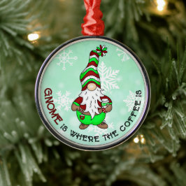 Gnome är där kaffet är | Cute-jul Julgransprydnad Metall