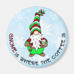 Gnome är där kaffet är Cute-jul Magnet