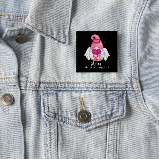 Gnome Aries Astrology Sign Angel Pinback Button Knapp (In Situ)