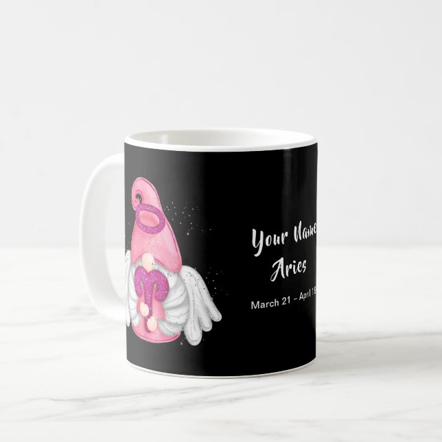 Gnome Aries Astrology signera ditt namn Kaffemugg (Framsida vänster)
