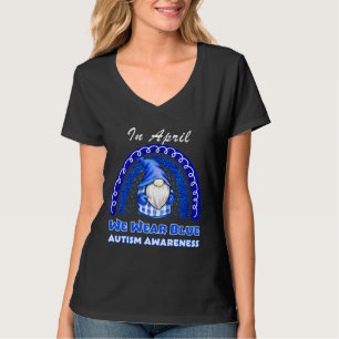 Gnome Autism Rainbow i april... Vi Bäror blå Autis T Shirt