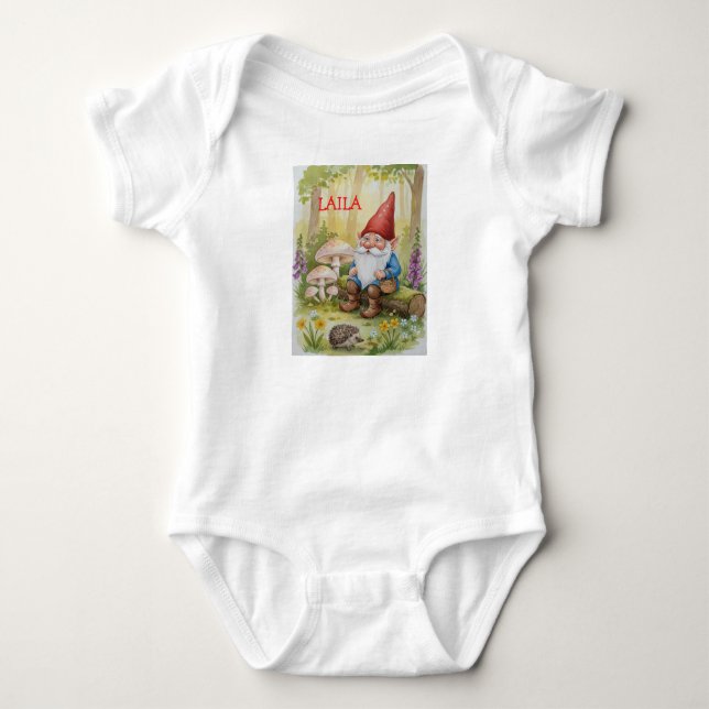 Gnome baby one piece customize name                t shirt (Framsida)
