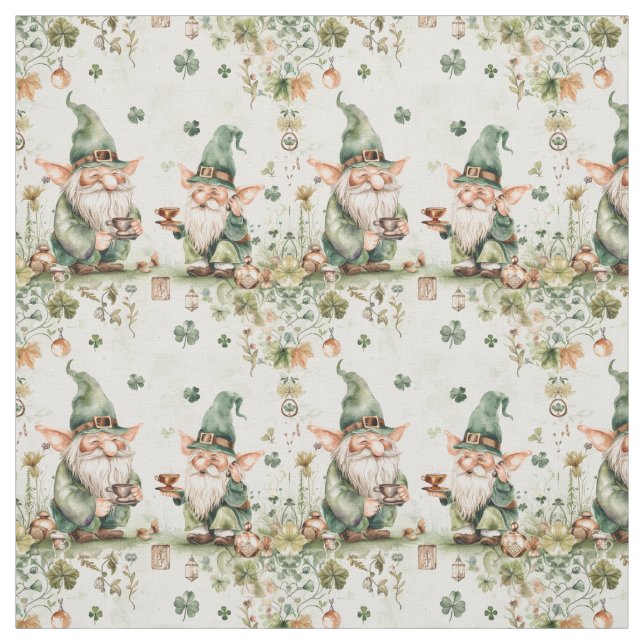 Gnome Barista St. Patrick Grönt Coffee Tyg (Provkarta)