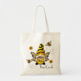 Gnome Bee Kind Solros Tote Bag Tygkasse