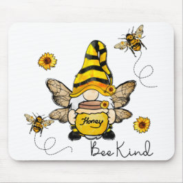 Gnome Bee Kind Sunblomma Mousepad Musmatta