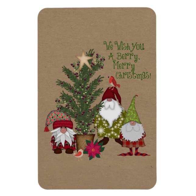 Gnome Berry God jul 4 x 6 Magnet (Vertikal)