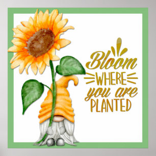 Gnome Blommigt Bloom där du är planerad Poster