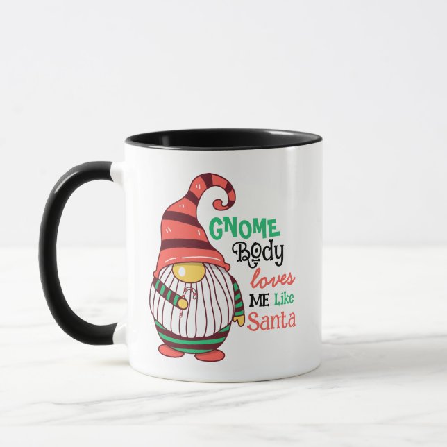 Gnome Body Kärlek mig som Santa Cute Mugg (Vänster)