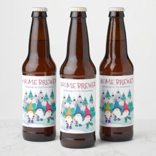 Gnome Breved Personlig Roligt Home Brew jul Ölflaska Etikett