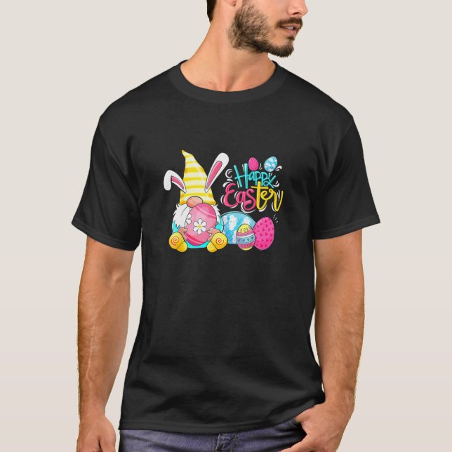 Gnome Bunny Rabbit Eggs Hunting Glad påsk Day F T Shirt (Framsida)