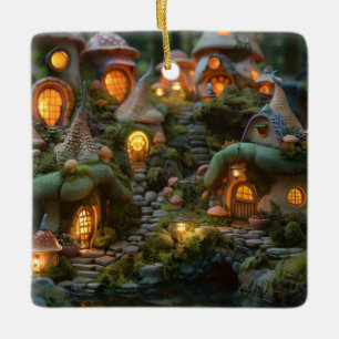 Gnome-byn Julgransprydnad Keramik