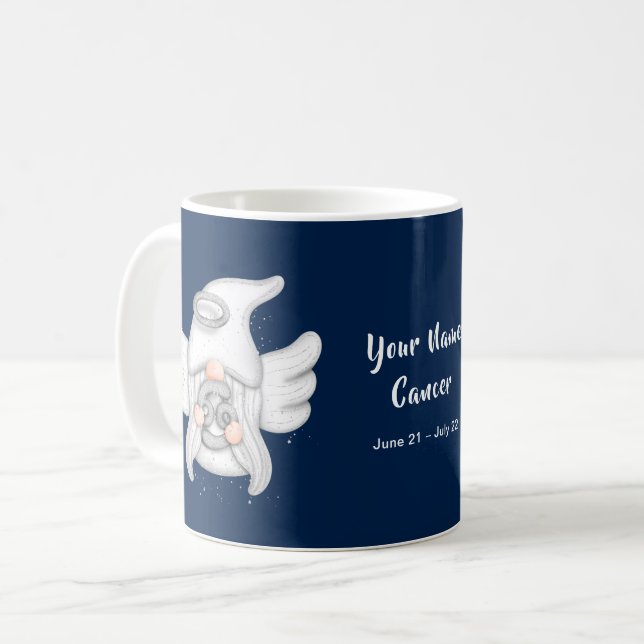 Gnome Cancer Astrology signera ditt namn Kaffemugg (Framsida vänster)