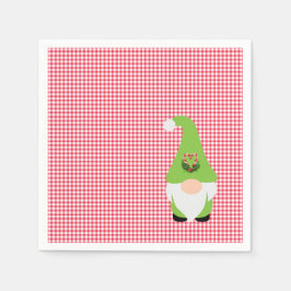 Gnome Candy cane Heart Jul Festive Helgdag Pappersservett
