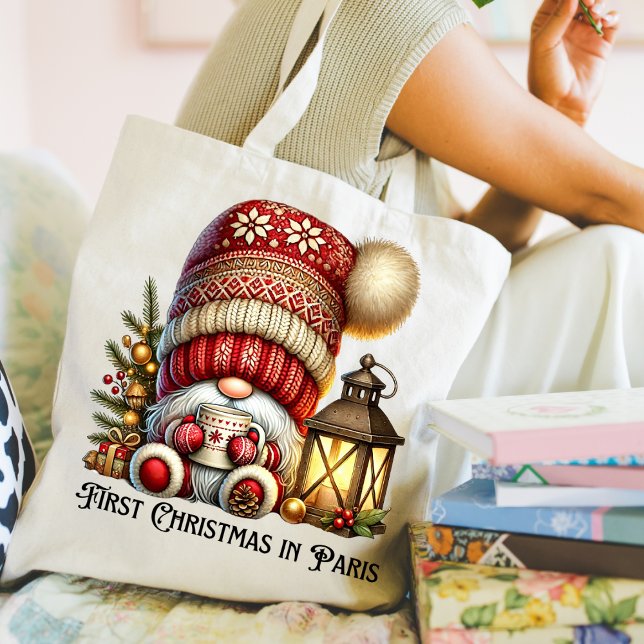 Gnome Christmas Coco Tote Bag Tygkasse (Cute Christmas Gnome tote bag. )