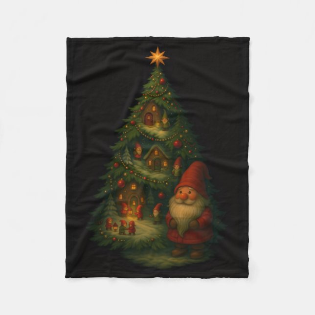 Gnome Christmas Tree Village Fleece Blanket – Cozy (Framsidan)
