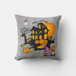 Gnome Couple JackO'Lanterns Haunted House Kudde