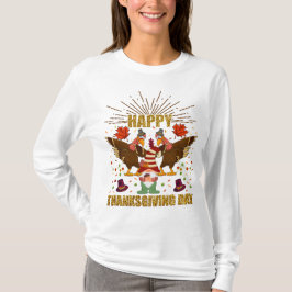 Gnome Dabbing Turkey, Thanksgiving Day, Långärmad T Shirt