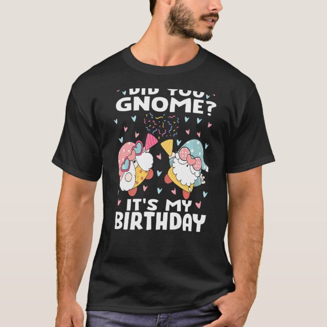 Gnome det är min födelsedag Gnome Pu T Shirt (Framsida)