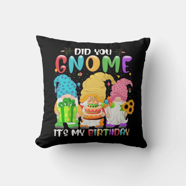 Gnome det är min födelsedag Gnomes Älskare Party Kudde (Framsida)
