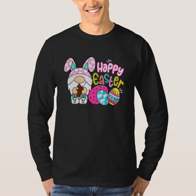 Gnome Easter Eggs Hunting Bunny Gnome Gnomies Happ T Shirt (Framsida)