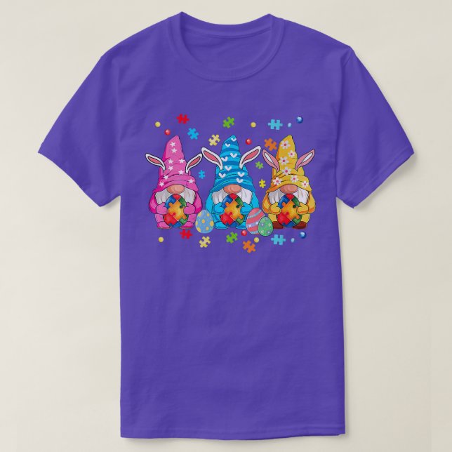 Gnome Egg Bunny Puzzle Ribbon Autism Awareness Eas T Shirt (Design framsida)