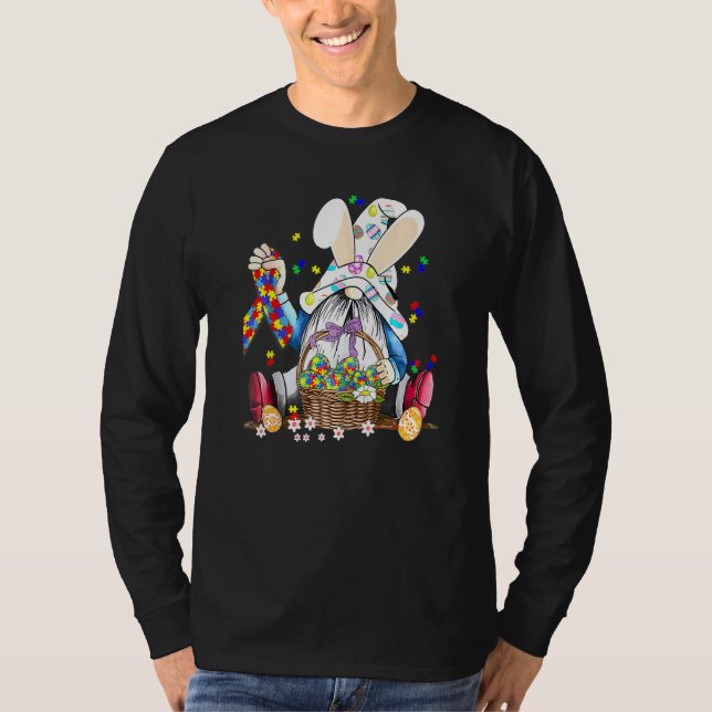 Gnome Egg Bunny Puzzle Ribbon Autism Awareness Eas T Shirt (Framsida)