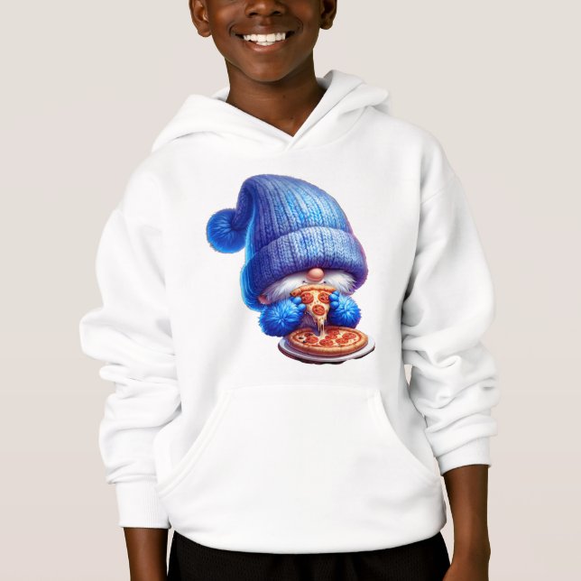 Gnome Enjoeing a Delicious Pizza Feast T Shirt (Framsida)