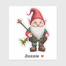 Gnome Explorer med Käpp-etikett för gång Klistermärken