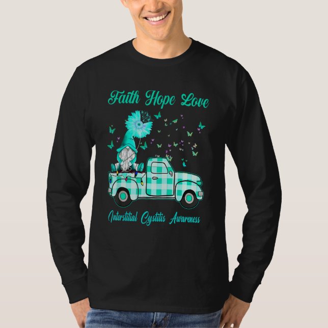 Gnome Faith Hope Kärlek Interstitial Cystitis Awar T Shirt (Framsida)