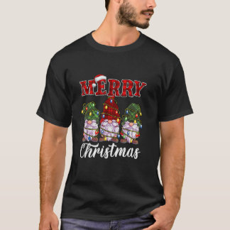 Gnome Familj Jul för Kvinnor Män Buffalo Randig T Shirt