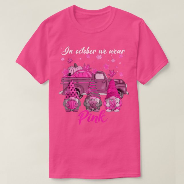Gnome Farm Lastbil i oktober Bära Rosa Breast Ca T Shirt (Design framsida)