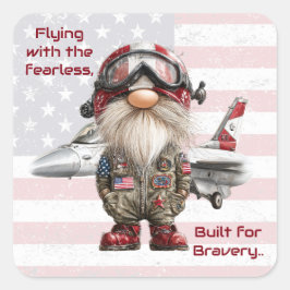 Gnome Fearless Flight Tribute Fyrkantigt Klistermärke