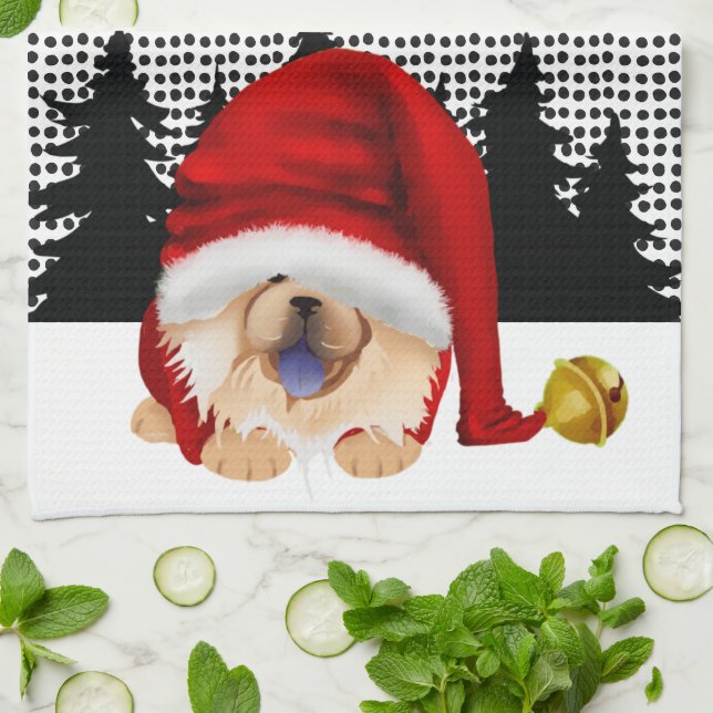 GNOME FÖR CHOWLIDAYS   RÖD CHOW -Köksduk Kökshandduk (Vikta)