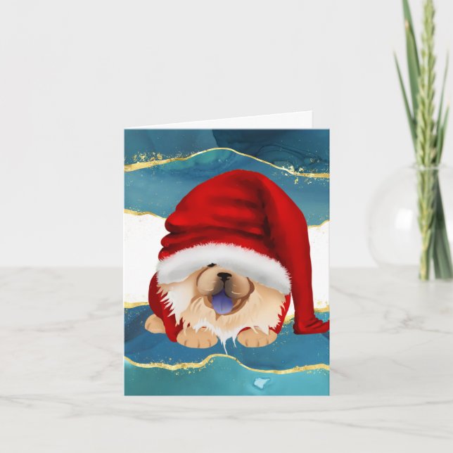 GNOME FÖR CHOWLIDAYS - Röda chow-kort Helgkort (Framsida)